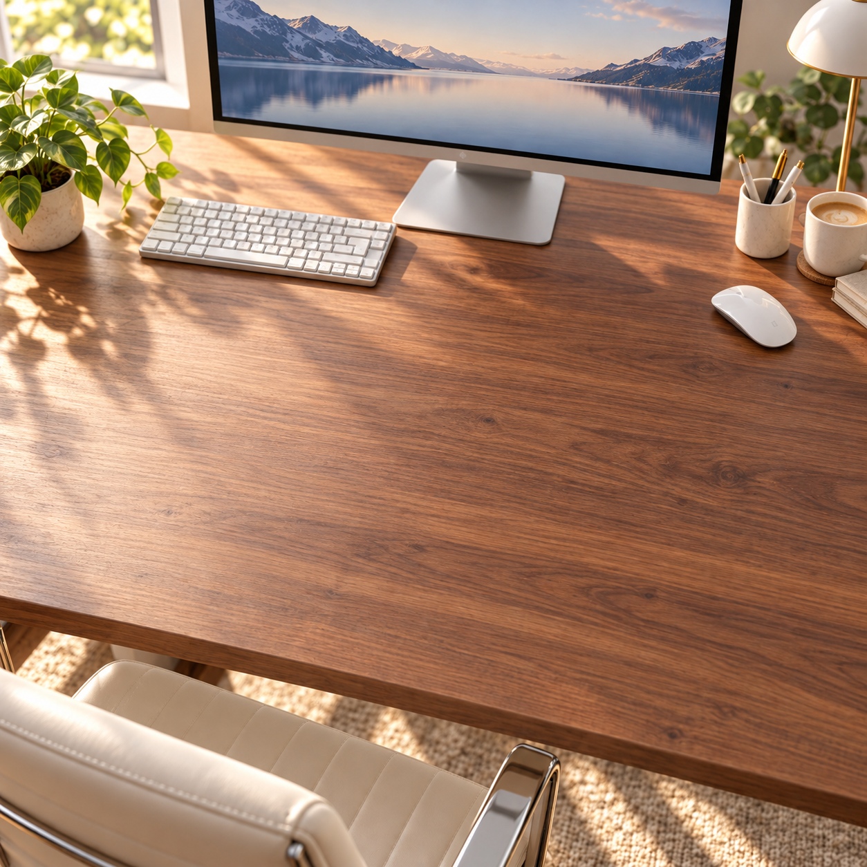 Warm walnut office